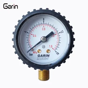 Fabrika doğrudan satış 1.6MPA çift ölçekli 40MM basınç göstergesi araba lastik basıncı testi için siyah kauçuk kullanımı ile