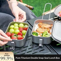 Boîte à lunch pliable en titane pur, écologique, pour l'extérieur, boîte de conservation des aliments, camping, pique-nique, étudiant, boîte à vaisselle portable