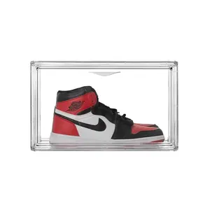 Scatola Logo personalizzato scarpe Sneaker Display cassa Organizer contenitore per scarpe scatola in acrilico trasparente goccia anteriore scatola di plastica