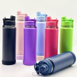Custom logo 1L Leak-Proof Stainless Steel Sport Travel School 32oz 1000ml Insulated Water Bottle with 2-in-1 Straw and Spout Lid - Product Image 2