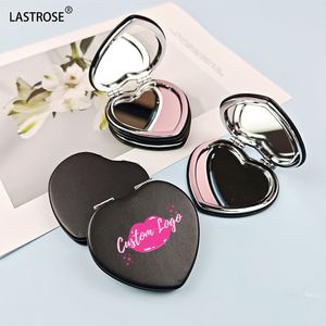 Double Side PU Leather Cosmetic Mirrors Folding Portable Mirror Private Label Heart Shaped Makeup Mirror - Product Image 4