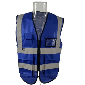 Gilet de sécurité respirant de qualité bleue, sans manches, vêtements réfléchissants avec bandes réfléchissantes, gilet d'urgence pour les travailleurs - Product Image 1