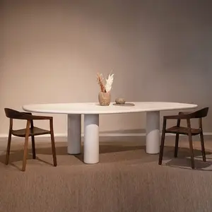 Wohnzimmer Wohn möbel Natur beige Travertin Marmor Esstisch Set 6 Stühle