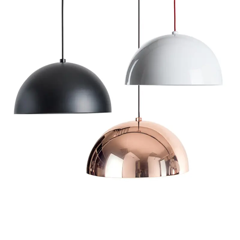 rose gold black white E27 big round lampshade with lens hood industrial pendant lamp for barBY1052