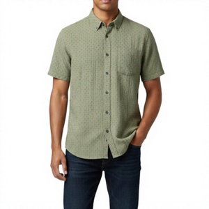 98% Cotton 2% Spandex 160 GSM Breathable Lightweight Spring Solid Casual <b>Seersucker</b> <b>Men's</b> Button Down Collar <b>Shirt</b> ODM Supply - Product Image 1