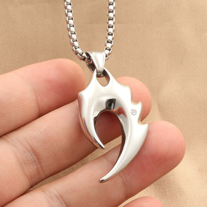 Collier pendentif flamme en acier inoxydable, design pointe, style rétro punk, bijoux pour homme 280348 - Product Image 4