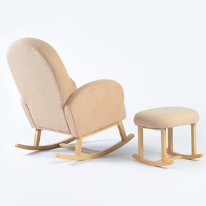 Juego de sillón mecedora y reposapiés de salón con acento de madera con estilo moderno para muebles de oficina y sala de estar - Product Image 4