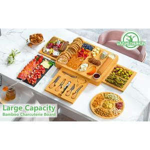 Juego de tablas de queso de bambú Wu Family con cajones y bandeja para cuchillos para servir y almacenar utensilios de cocina - Product Image 4