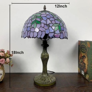 Tiffany Wisteria Table Lamp 12-Inch Colored Glass Purple & Blue Home Décor for Living Room or Dressing Table - Product Image 2