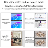 Moniteur portable double écran IPS LCD de 18,5 pouces avec design pliable 100% SRGB, rotation à 315 degrés, résolution Full HD