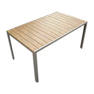 Restaurant Coffee Pool Picnic Cafe Wooden Board Plastic Wood Table Garden Dinning Table And Chair Set