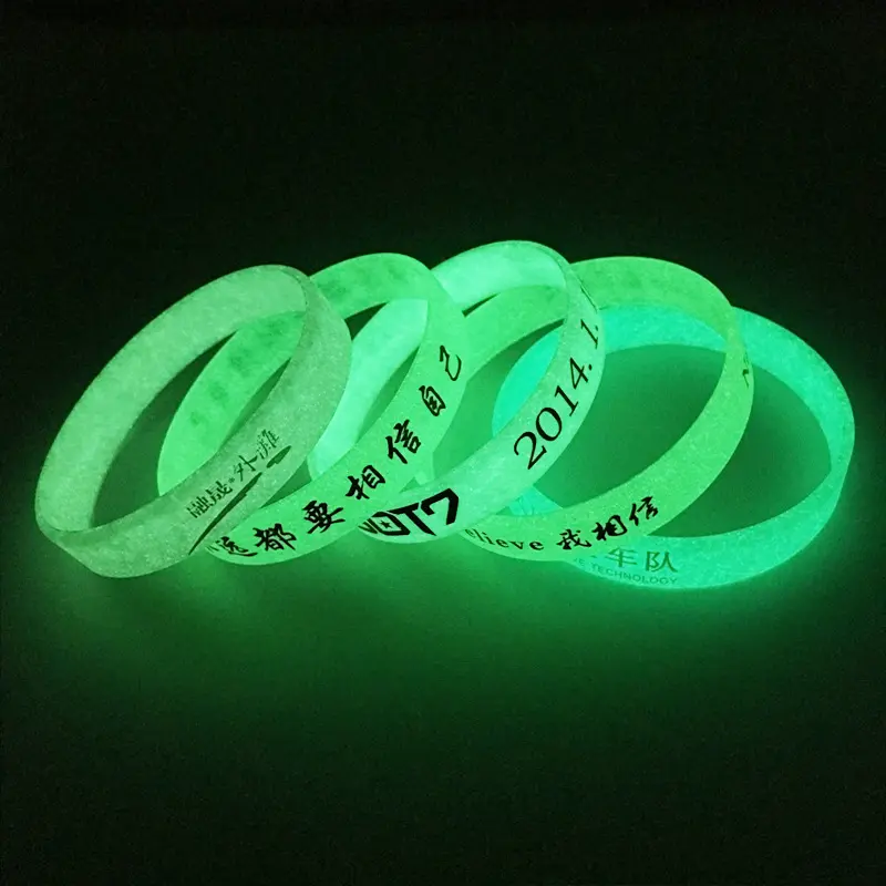 Custom Glowing In Dark Bracelets Custom Silicone Wristbands With Message