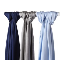 Vente en gros d'enveloppements élégants en satin à rayures pour femmes, longs voiles de soie froissés, lisses et naturels, bronze, satin, crêpe