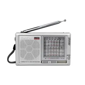 KK-9808高感度ポータブルMWFM SW 1-10フルバンドキボラジオ、イヤホンジャック付き