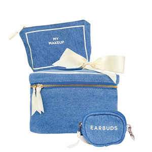 Qetesh Trendy Denim <span class=keywords><strong>Travel</strong></span> Gift Set Paquete de 3 bolsas de maquillaje Logotipo personalizado Práctico organizador de cosméticos de viaje de gran capacidad - Product Image 5