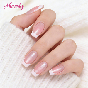 12 Uñas Postizas Francesas Cuadradas con Efecto Ojo de Gato, Brillantes, de ABS, para Aplicación Profesional en Todo el Dedo, Venta al Por Mayor - Product Image 3