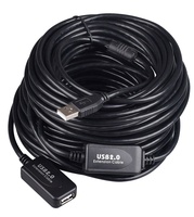 Cable de extensión usb de 30 metros, color negro transparente, macho a hembra con 3 IC