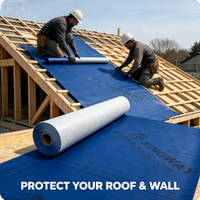 Membrane respirante pour l'isolation des bâtiments, enveloppe de construction pour toitures et murs, rouleau de 1m, 1,5m x 50m, logo personnalisé OEM disponible