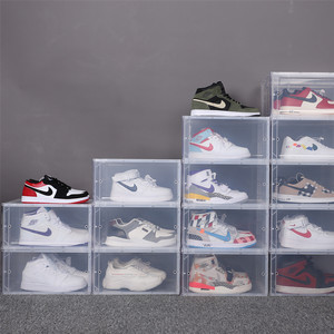 TL5689 stackable drop front plastic shoe organizer storage box