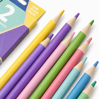 FLOWood – Lot de 12 crayons de couleur pastel pré-affûtés à mine souple en bois pour le dessin et la coloration des enfants à l'école