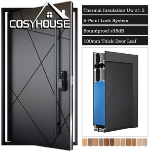 Puerta Principal Moderna de Aluminio Fundido con Panel de Vidrio - Product Image 2