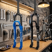 Fourche avant pneumatique TOSEEK MTB avec blocage manuel du verrouillage pour roues de 26, 27,5 et 29 pouces, tige conique, axe traversant 110x15 mm, corps en magnésium