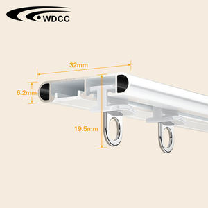 Rail de rideau ondulé en aluminium pour plafond, avec accessoires manuels et bande de glisse pour plis ondulés - Product Image 4