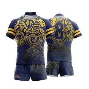 Personnaliser un nouveau design respirant en polyester 100% antibactérien, à séchage rapide, anti-UV, maillot de rugby pour homme en taille plus, sublimation - Product Image 5