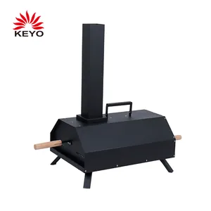 Keyo Luxe Rvs Outdoor Tuin Hout Pellet Gestookte Pizza Oven Met Pizza Steen