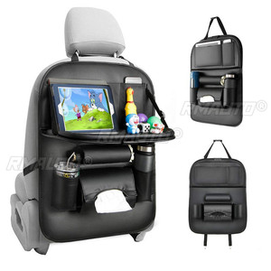 Car Foldable Backseat Organizer <b>Tablet</b> <b>Holder</b> Storage Pocket Cover Multi-functional Car Seat Back Protectors for Trip Kid Travel - Product Image 1