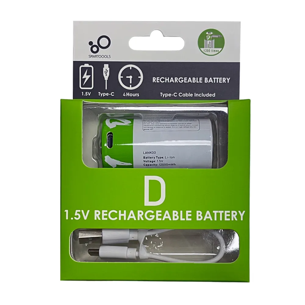 Replacement alkaline Is33600 dry cell R14 R20 lr20 USB rechargeable lithium batteries UM1 1.5V D size battery 12000mWh