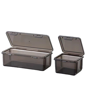 <b>Storage</b> <b>Box</b> Bins Rectangle Transparent Black Plastic With Lid Desktop Organizer Eco Friendly - Product Image 5