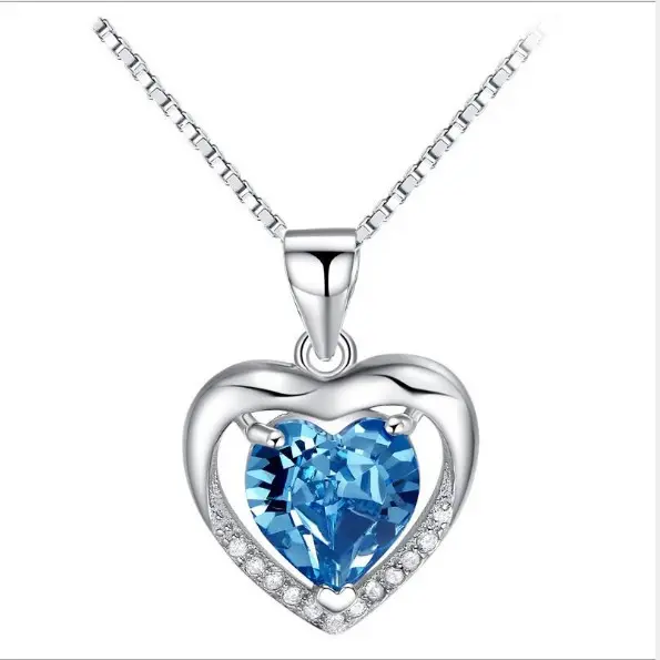 Wholesale women's 925 Sterling silver pendant single love heart shape 5A zircon stone stalled pendant