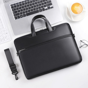 Sac pour ordinateur portable en cuir PU imperméable, mallette d'affaires légère, grande capacité, portable, pour l'école, le bureau, avec logo personnalisé - Product Image 1