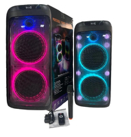 Système audio portable avec batterie, double haut-parleurs 8 pouces, Hifi RGB 5.0, 60W, micro sans fil, multi-connexions, enceinte de karaoké pour fêtes en extérieur