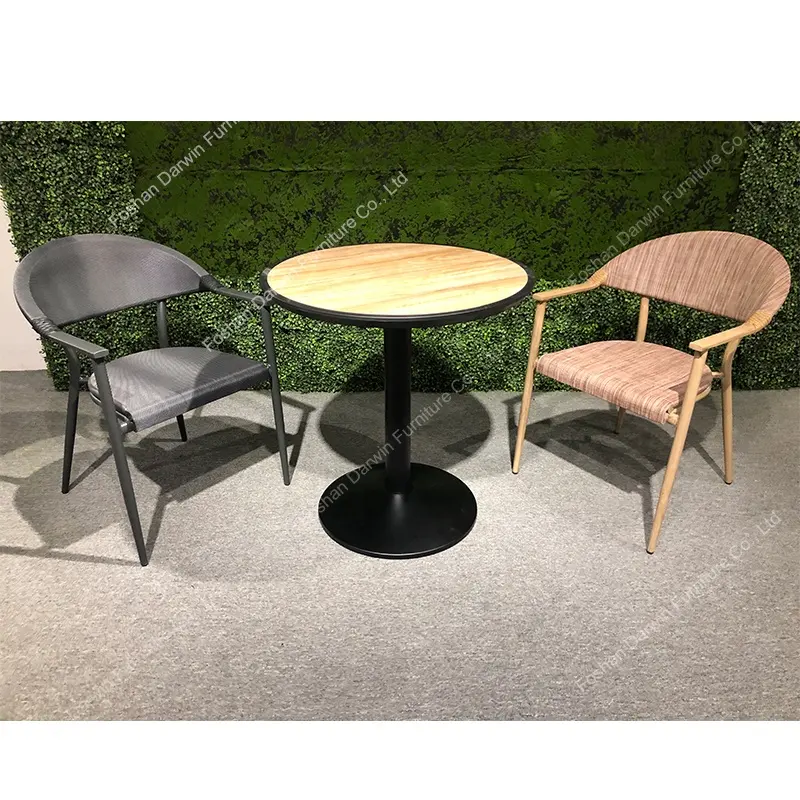 Hotsale Groothandel Fabriek Buitenterras Meubels Aluminium Tuin Set Met Salontafel En Stoelen Voor Cafe Of Restaurant Gebruik