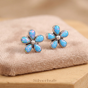 Elegant Gold Plated Anchor Shape <b>Opal</b> Stud <b>Earrings</b> 925 Sterling Silver Women's Trendy Wedding Engagement Party Jewelry Gift - Product Image 2