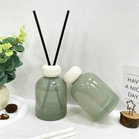 Flacon diffuseur de parfum en verre dépoli vert de luxe, vide, pour huiles essentielles, décoration d'intérieur, avec bouchon