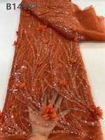Tissu de dentelle africaine perlée de haute qualité CHOCOO, couleur bleue, avec appliques florales 3D, pour femmes