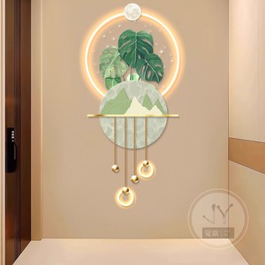 Decorazione Artistica per Corridoi di Ristoranti, Illuminazione di Lusso, Quadro in Cristallo e Porcellana con Piante Verdi, Luce LED, Dipinto ad <span class=keywords><strong>Acqua</strong></span> - Product Image 1