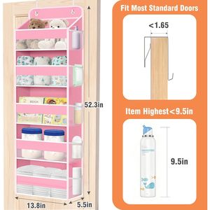 Over The Door Organizer 5 Tier Pink Hanging <b>Storage</b> With Side Pockets For Bedroom Dorm Closet Organization - Product Image 2