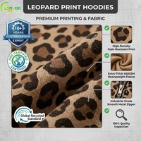 Sweat à capuche zippé en coton épais à imprimé léopard personnalisé, style streetwear, motif camouflage, design vintage, pour hommes