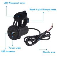 Chargeur de voiture USB intégré de type C, kit complet, couvercle rabattable étanche avec câble et accessoires, 12-24V pour camping-car et moto