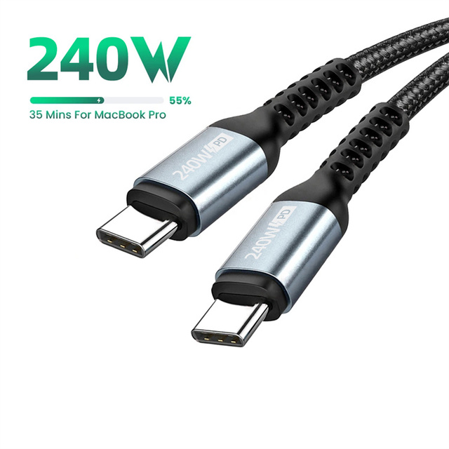 5A 240W PD Type C to USB C Charger Cable for MacBook Pro 2M PD3.1 QC4.0 Fast Charging Data Wire for Samsung Huawei