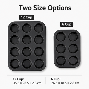 Moule à muffins en acier au carbone noir le plus vendu, 6/12 cavités, antiadhésif, pour cupcakes, compatible four, écologique, facile à utiliser, directement de l'usine - Product Image 5