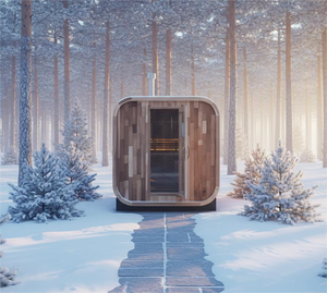 Sauna Cuadrada Exterior de Cedro Rojo Canadiense para 4-6 Personas con Puerta de Vidrio y Estufa de Leña o Eléctrica - Product Image 4