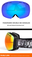 Lunettes de ski pour sports de plein air pour hommes et femmes Lentilles sphériques en polycarbonate double couche anti-buée avec sangle coupe-vent