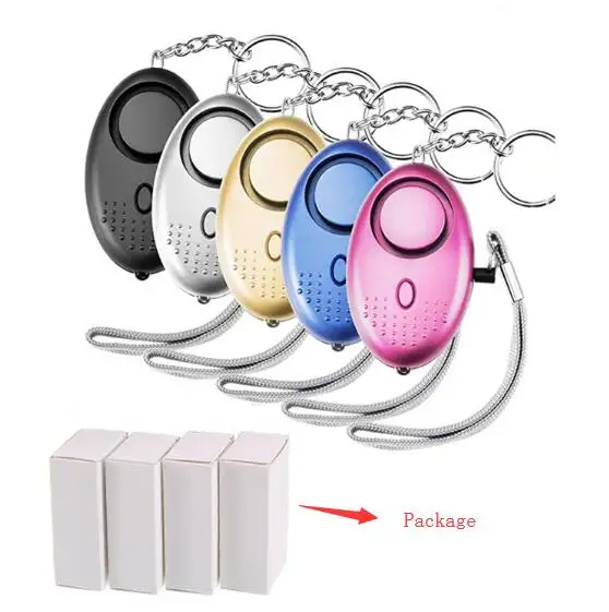 Promotional Gift Anti Wolf Alarm Colorful Led Flashlight 130db Sound Keychain Alarm For Woman Emergency Self-defense Security