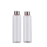 Bouteille d'eau en verre de 600ml avec couvercle en acier inoxydable ou couvercle en bambou Bouteille de jus de boisson