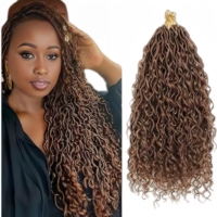 Extension per capelli Goddess Locs all'uncinetto con punte ricce, dreadlock sintetici finto-lana per donna, estensioni per trecce pre-annodate effetto ombré